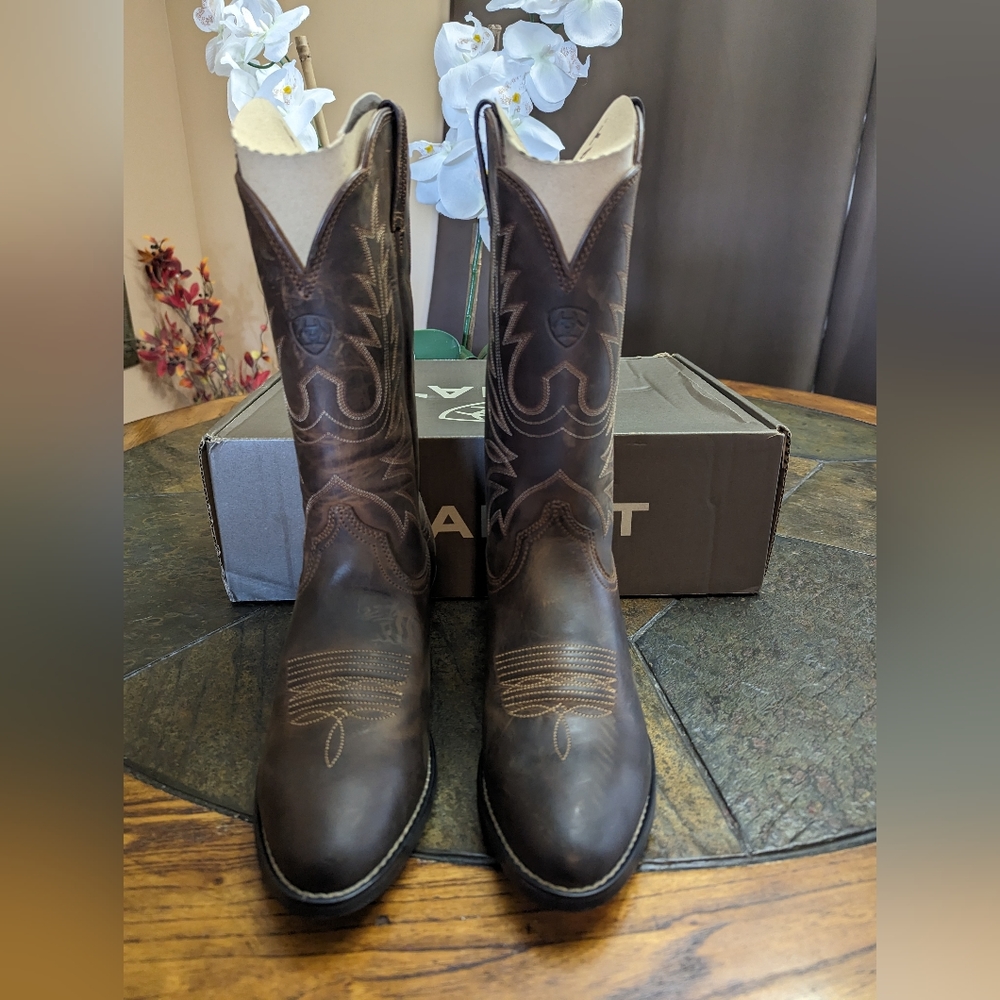 Ariat Women's Dark Brown Western Boots with Stitching - Picture 7 of 12